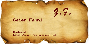 Geier Fanni névjegykártya